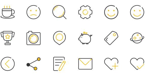 Cute two color linear icon library