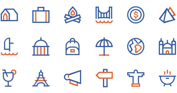 Creative travel icon library