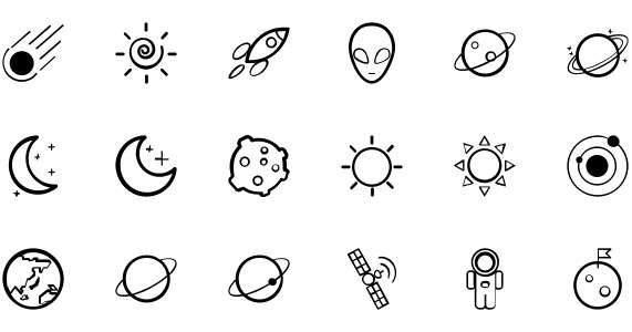 Cosmic planet monochrome line