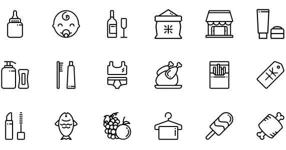 Community supermarket icons