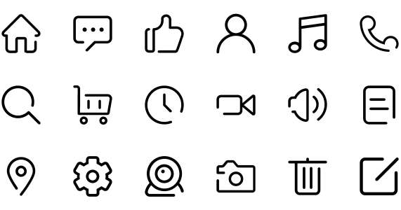 Commonly used simple linear icons