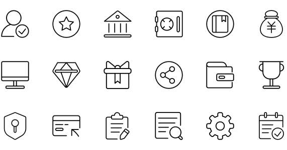 Common financial theme icons