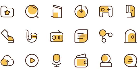 Common colorful linear icons