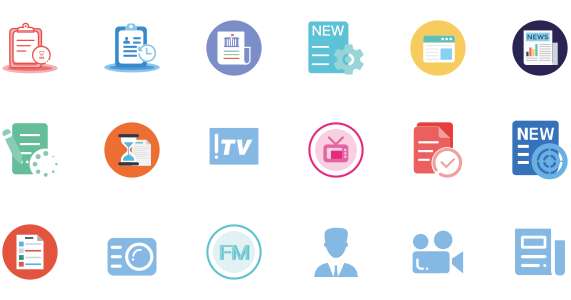 Colorful news icons