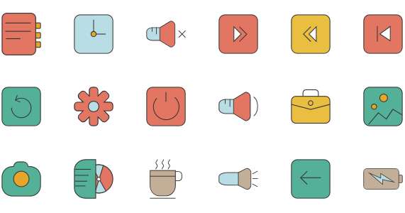 Colorful linear beautiful icons