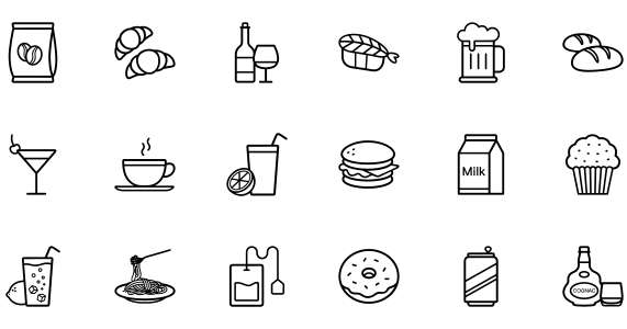 Coffee tavern icon sets