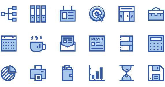 Business office filled linear icons