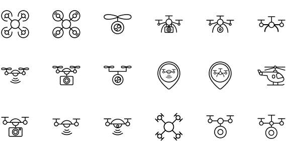 Aerial drone wireframe icon
