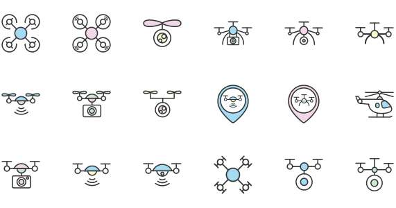 Aerial drone cartoon color icon